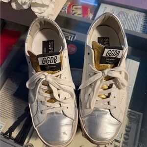 Golden Goose White and Gold Sneakers